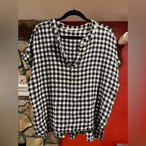 Jane and Delancey Black and White Checkered Top